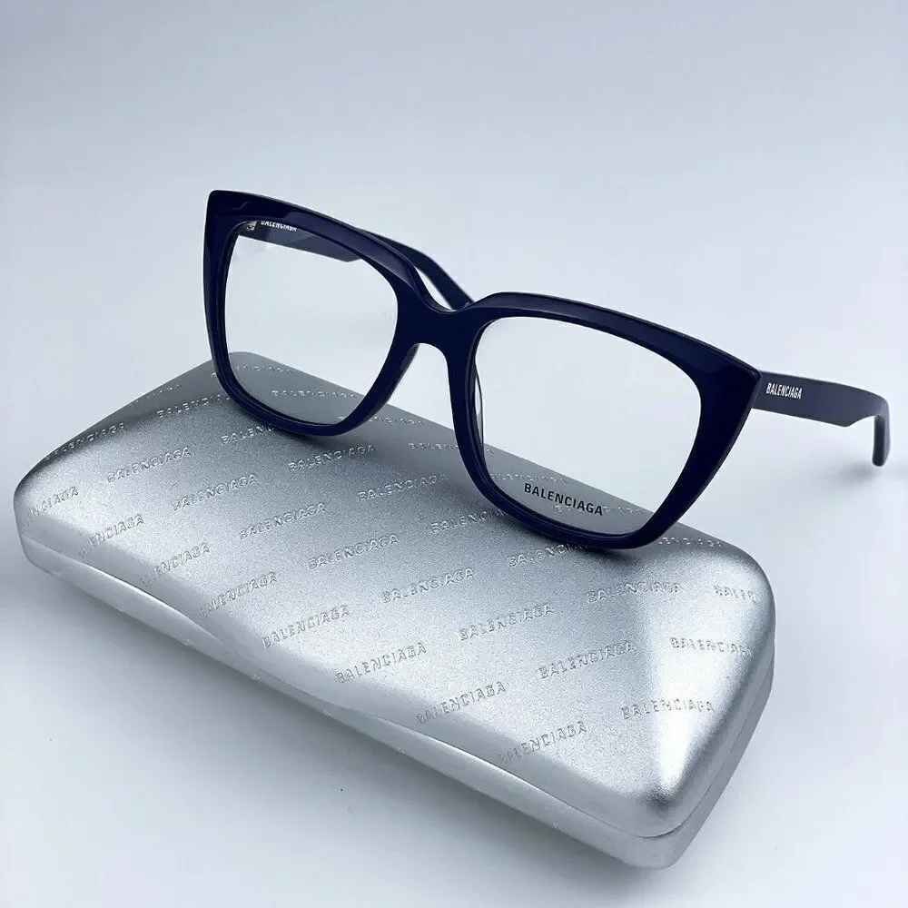 SALE! NEW Balenciaga BB0062O 006 Dark Blue Logo Square Women Eyeglasses - Picture 2 of 10